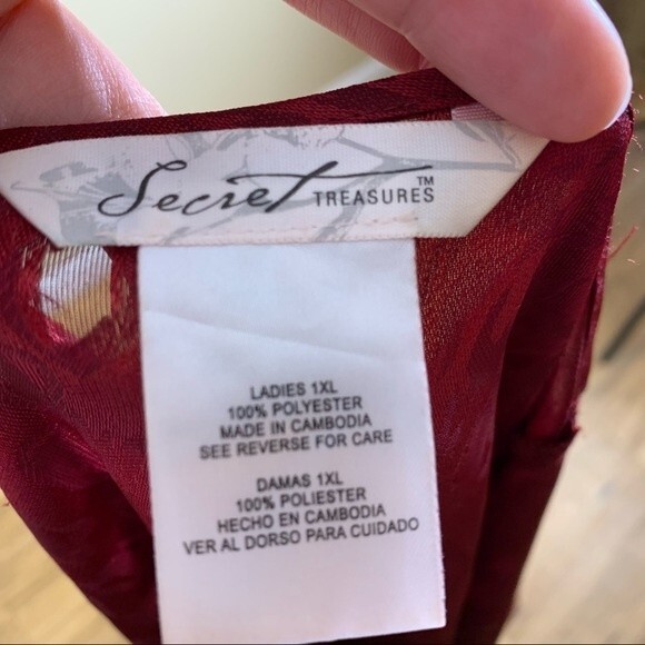 Vintage Red Burnout Animal Print Lingerie Robe - 1X - Picture 4 of 12